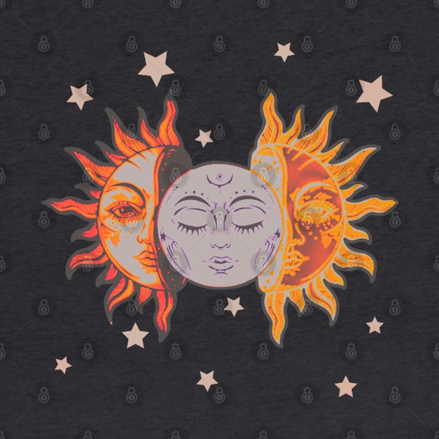 Star child of the moon and sun ( dreamy purple bg, matte 2 version) by VantaTheArtist